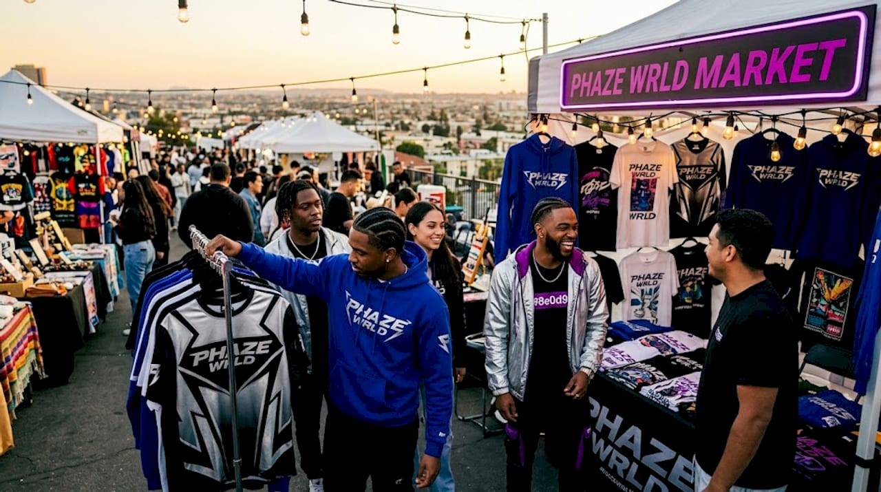 Young adults browsing streetwear in boutique shop