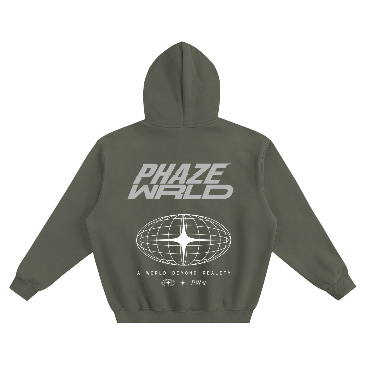 Phaze Wrld Out Of Reality Hoodie Olive Boxy Hoodie