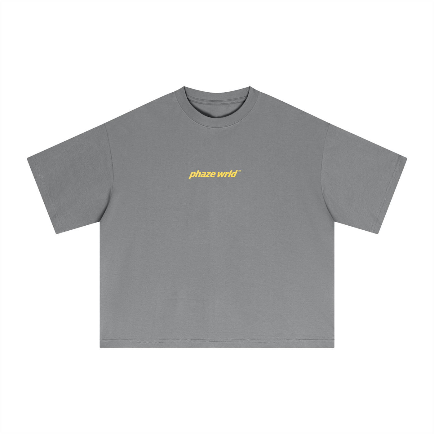 Phaze Wrld Yellow Moon Boxy Tee – Grey