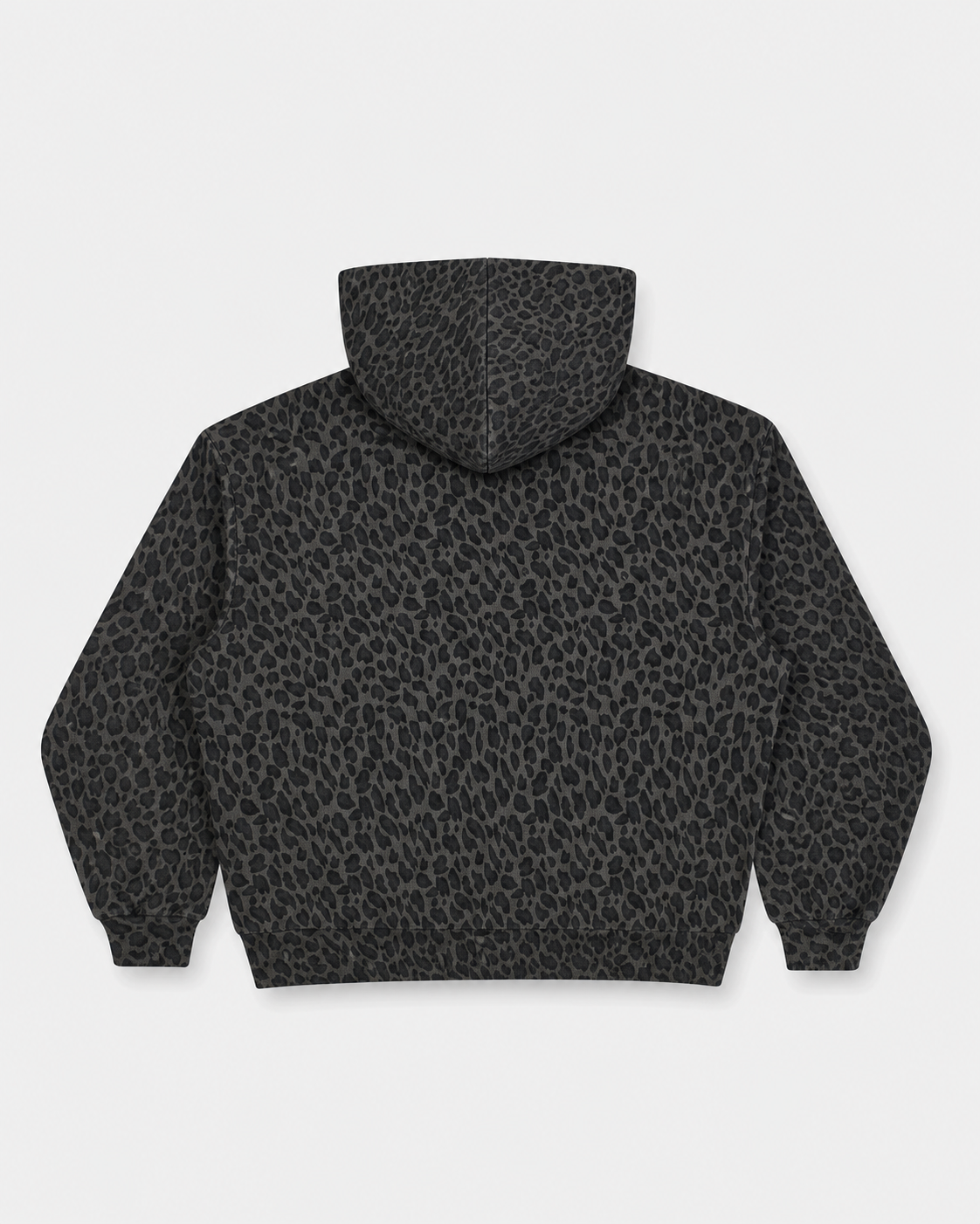 Leopard Black Waffle Full Zip Hoodie