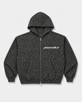 Leopard Black Waffle Full Zip Hoodie