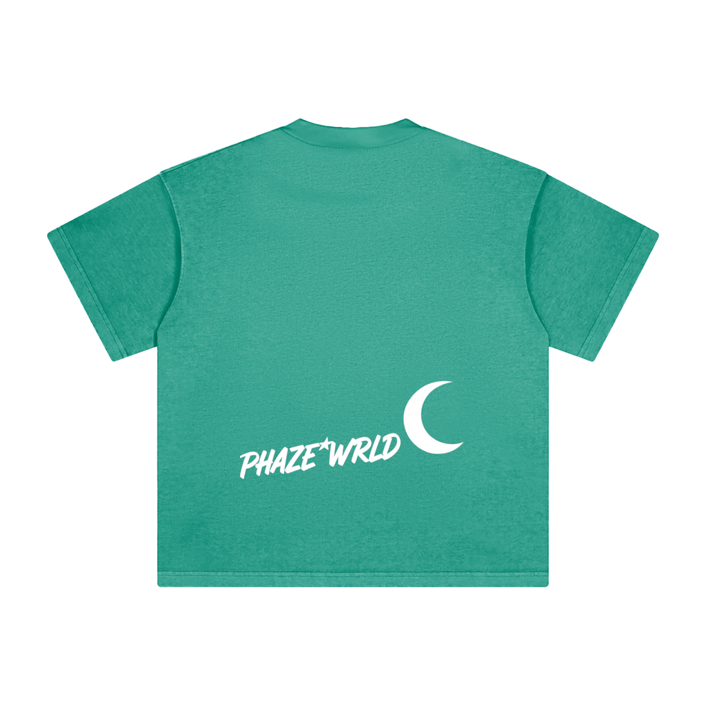 Phaze Wrld Heavyweight Vintage Washed Lunar Tee – Green