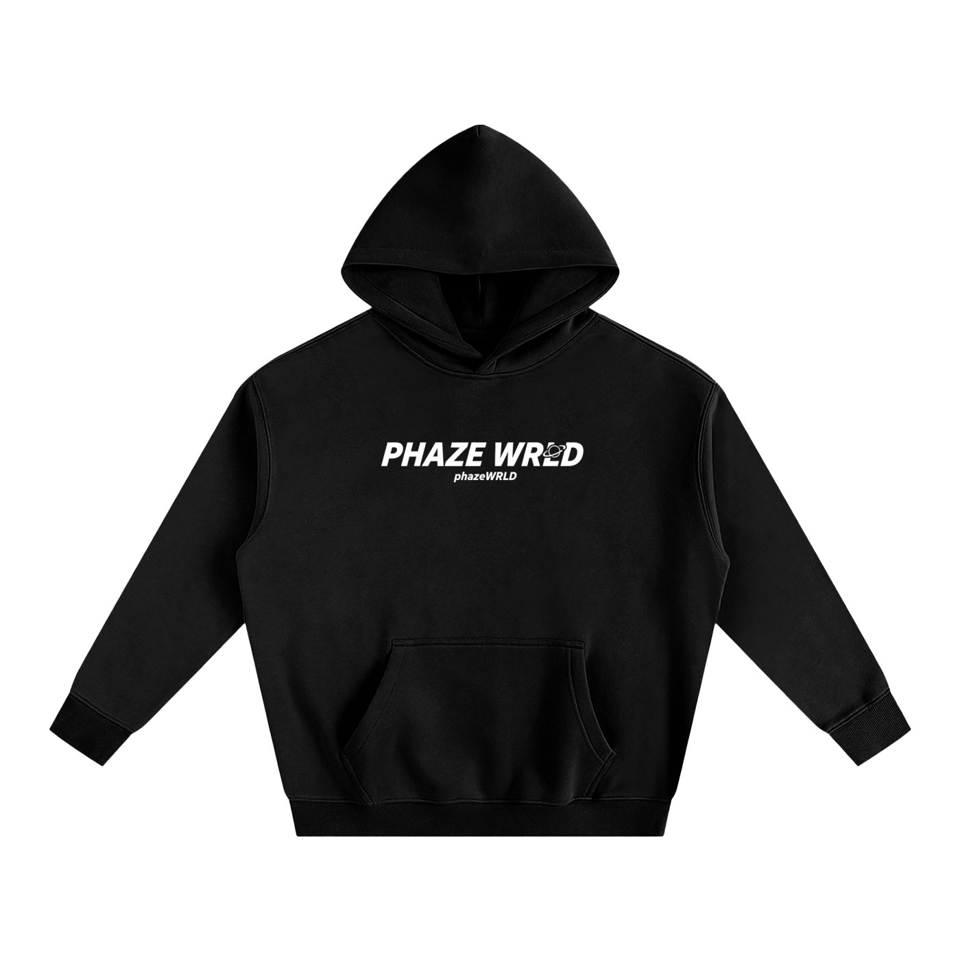 Phaze Wrld Curved Oversize Hoodie Black