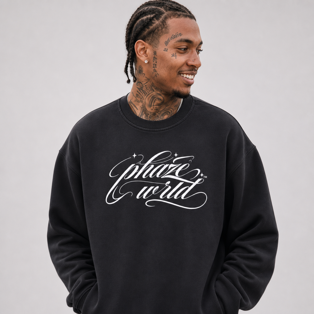 Scripted Black Vintage Sweatshirt