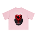 Phaze Wrld Drip Red Heart Boxy Tee – Pink