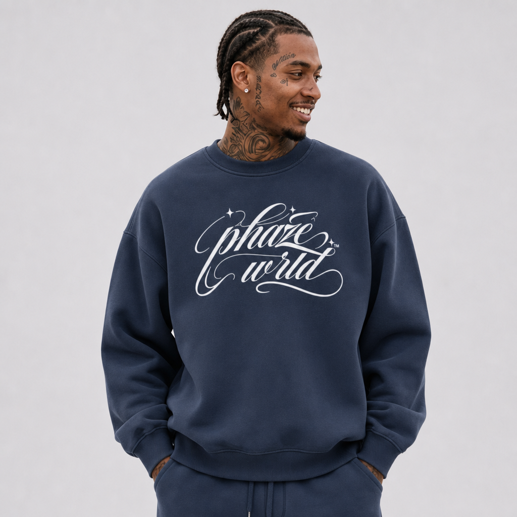 Scripted Navy Vintage Sweatshirt