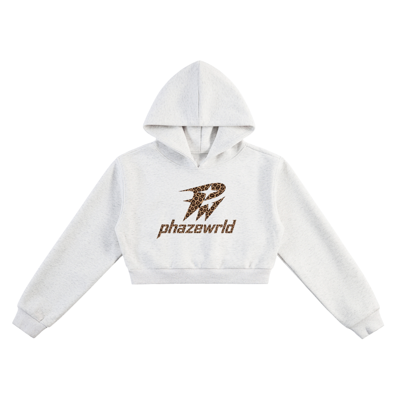 Phaze Wrld Leopard Strike Cropped Hoodie - White