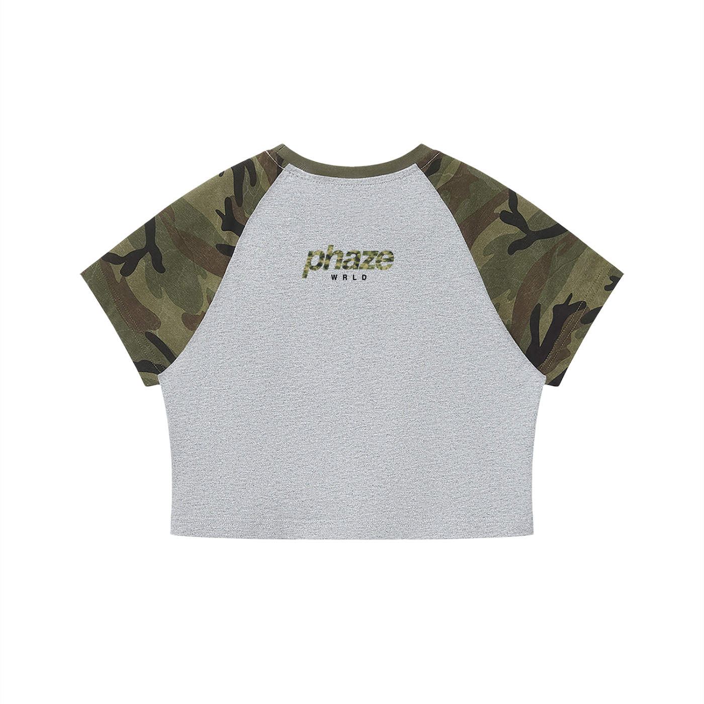 Phaze Wrld Camo Ops Crop Gray Baby Tee