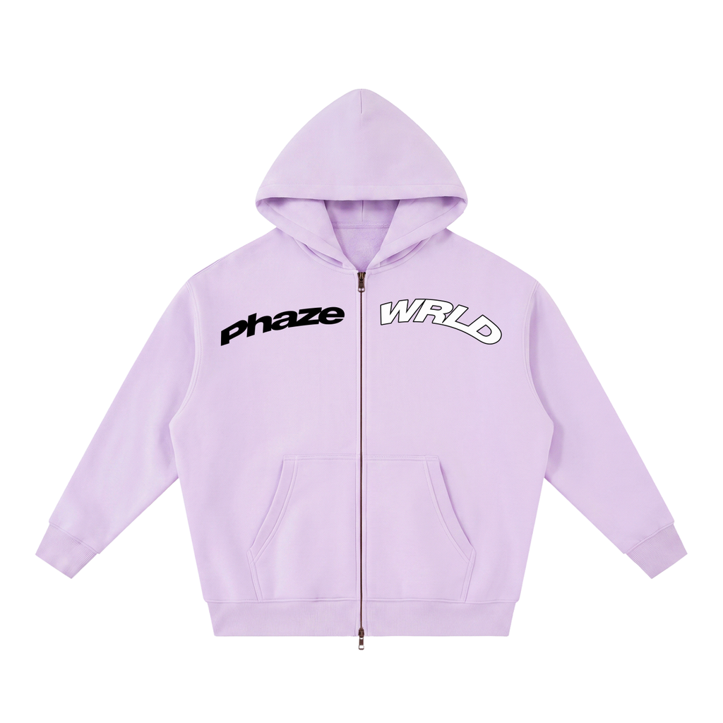 Essential Oversized Zip Boxy Hoodie - Purple