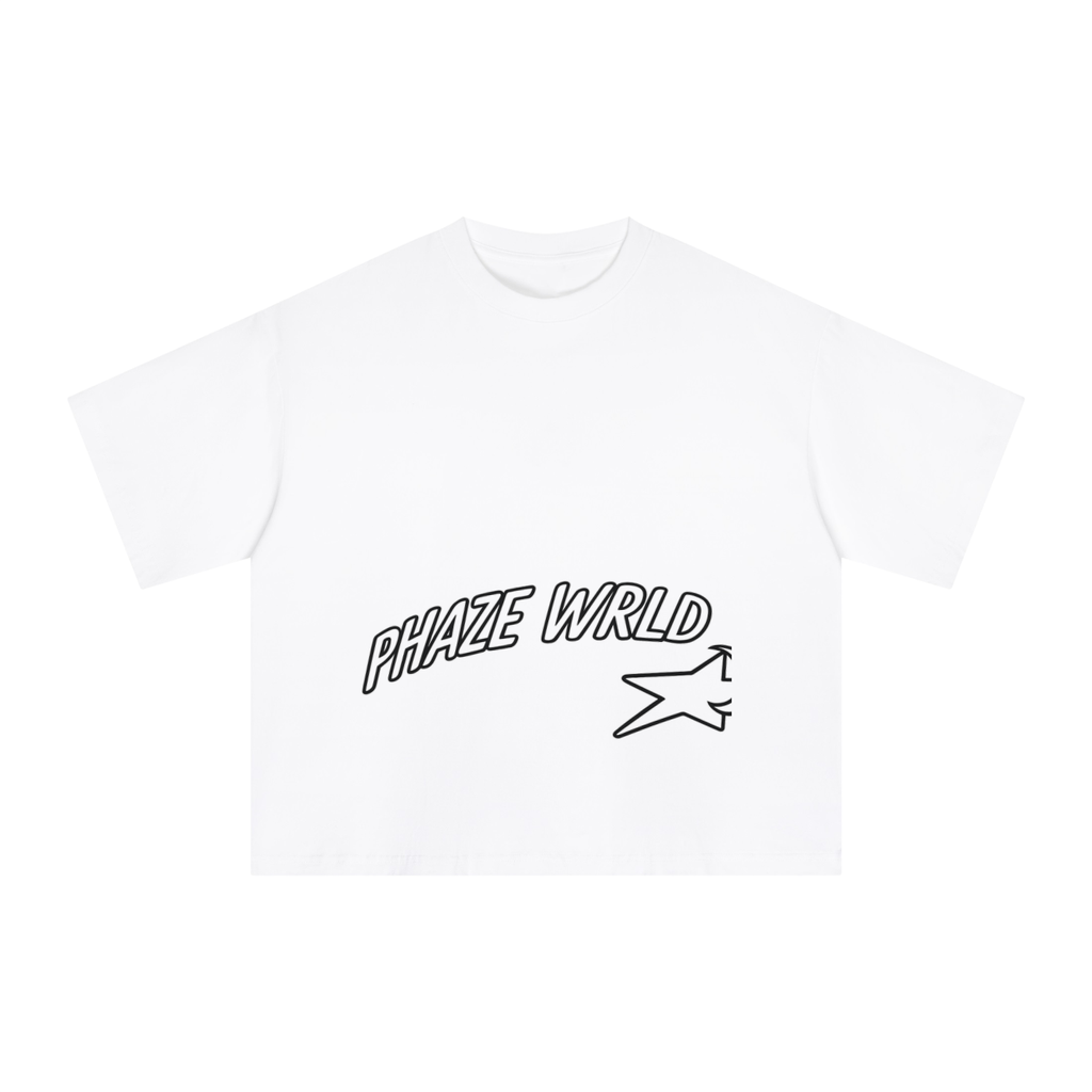 Phaze Wrld Shooting Star Boxy Tee – White