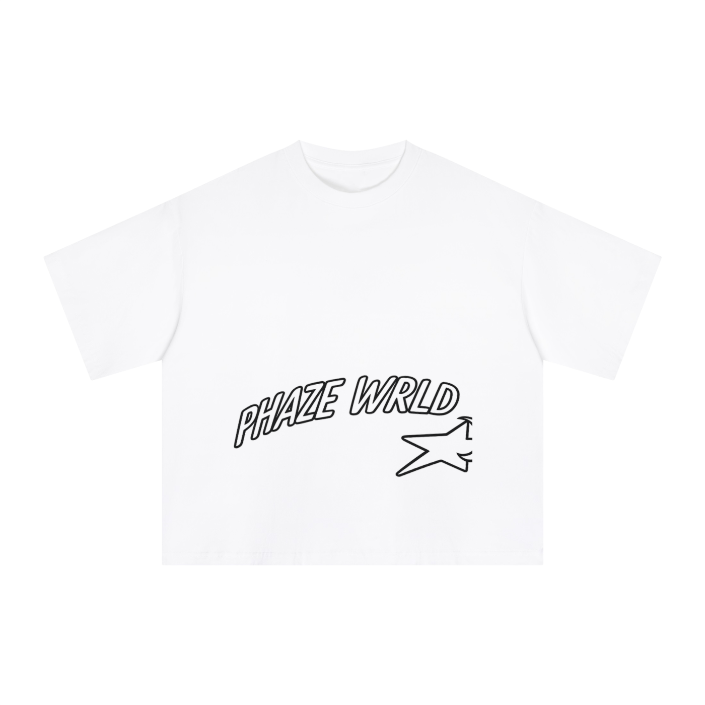 Phaze Wrld Shooting Star Boxy Tee – White