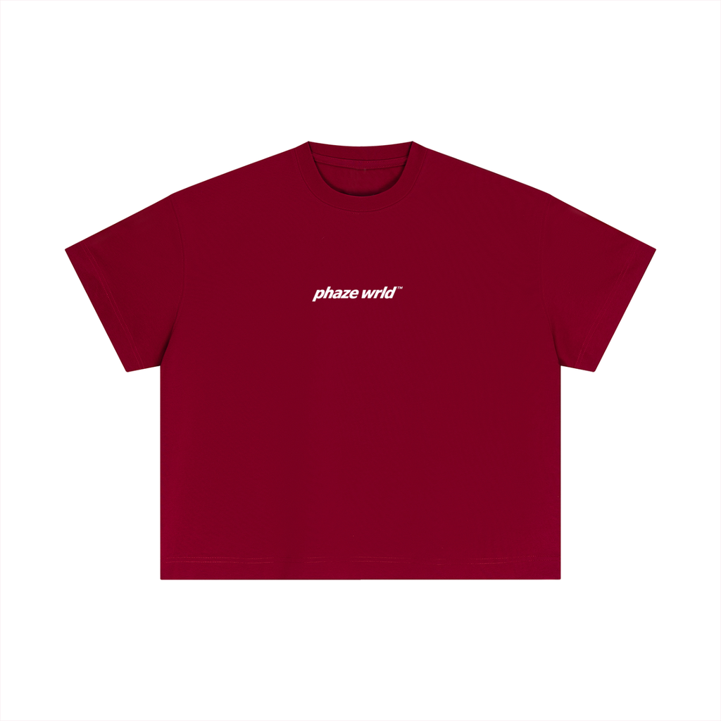 Phaze Wrld Lunar Script Boxy Tee – Red