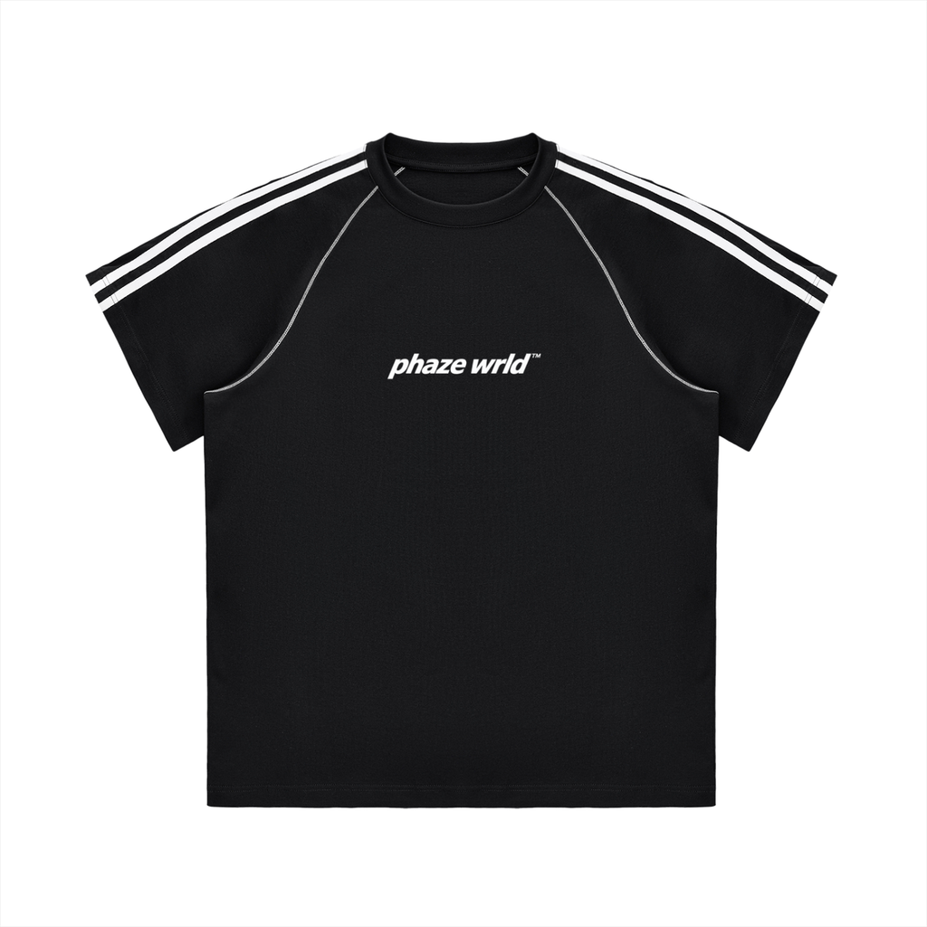Phaze Wrld Diamond Crescent Contrast Tee – Black