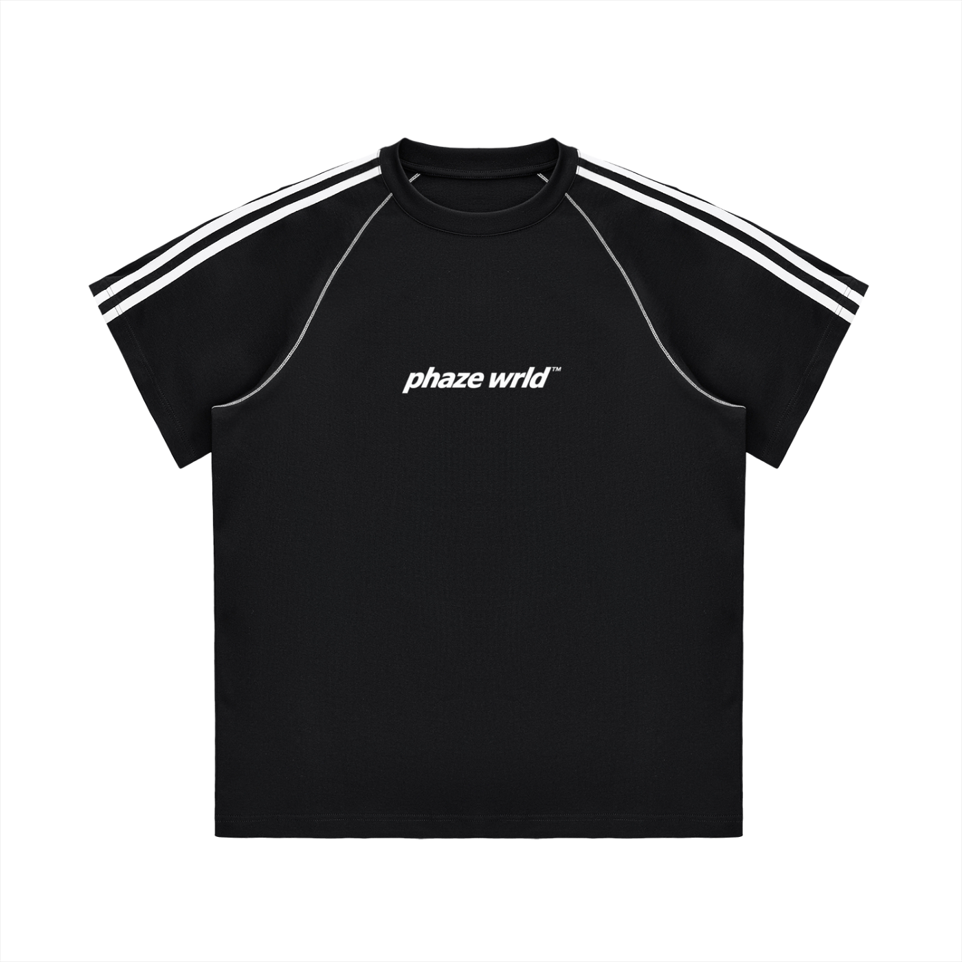 Phaze Wrld Diamond Crescent Contrast Tee – Black