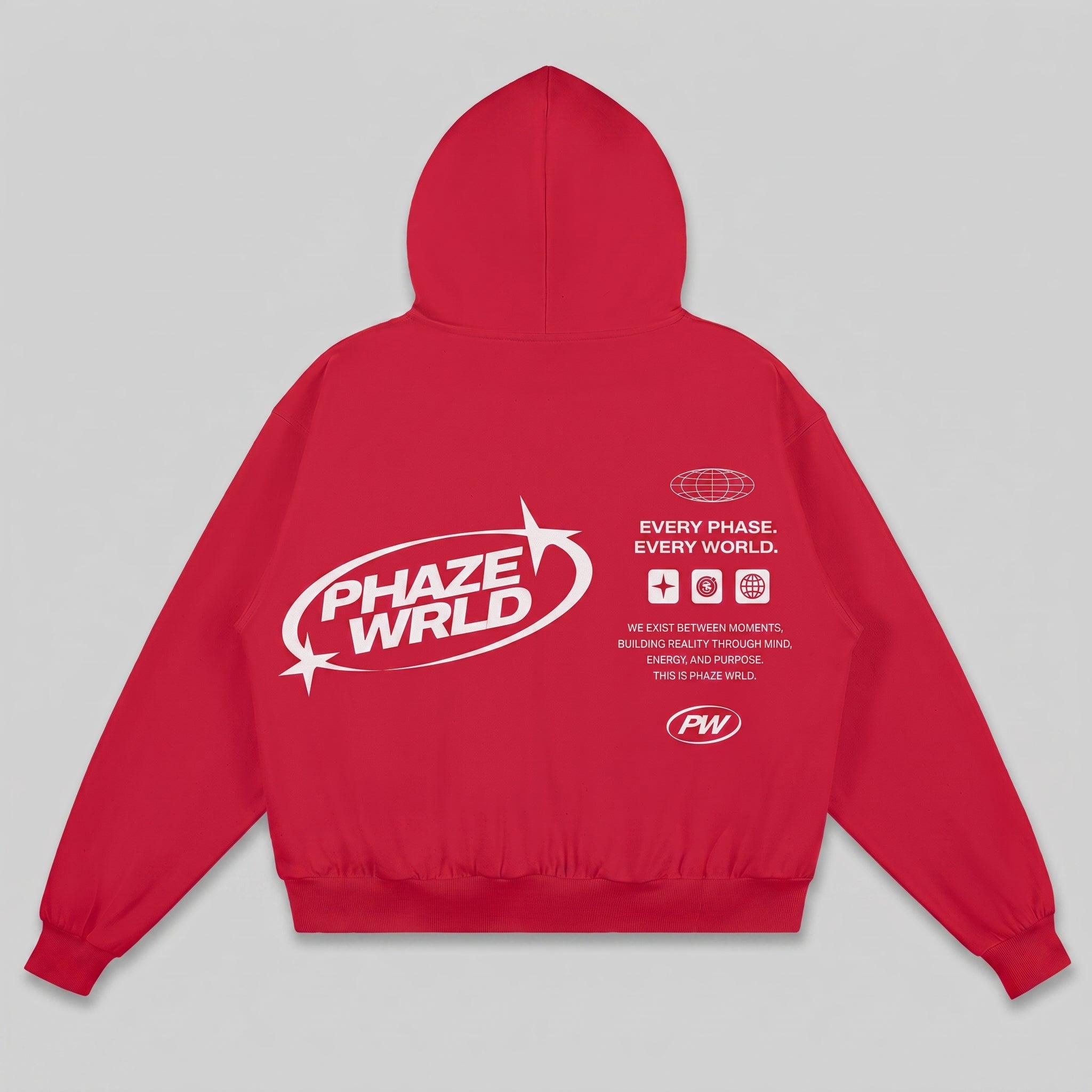 Every Phase. Every World. Red Boxy Hoodie