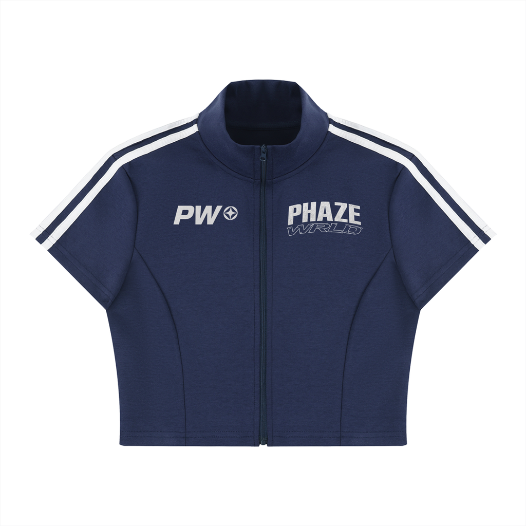 Women's Cropped Full Zip Short Sleeve T-Shirt
