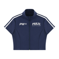 Women's Cropped Full Zip Short Sleeve T-Shirt
