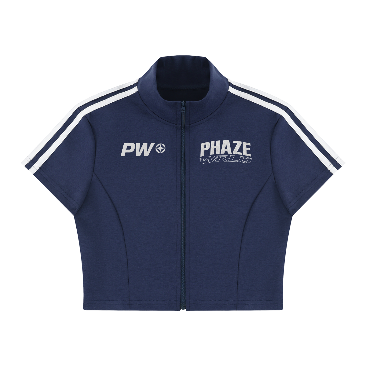 Women's Cropped Full Zip Short Sleeve T-Shirt