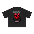 Phaze Wrld Drip Red Heart Boxy Tee – Black
