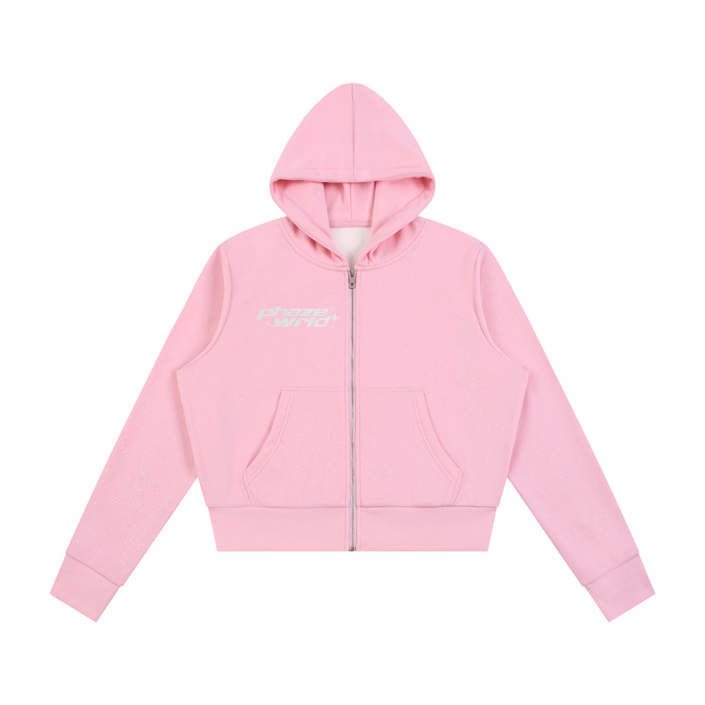 Sparkles Fleece Full Zip Hoodie - Pink