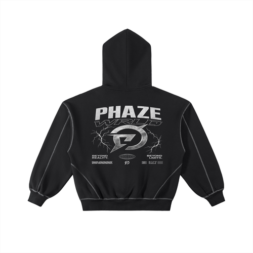 PHAZE WRLD Beyond Limits Zip Contrast Black Hoodie