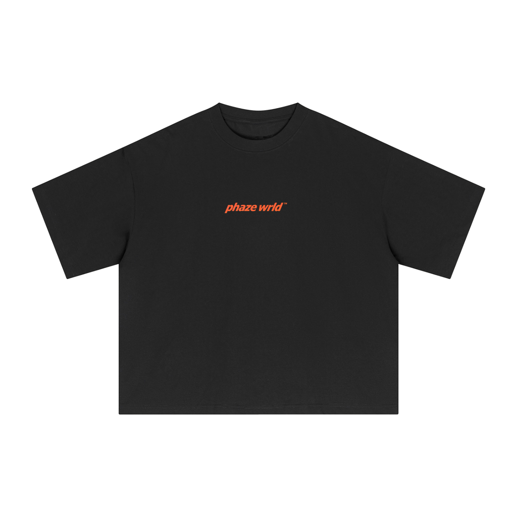 Phaze Wrld Drip Red Heart Boxy Tee – Black