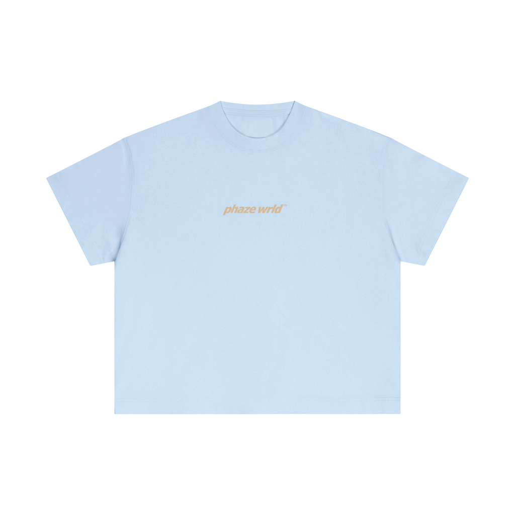 Phaze Wrld Lunar Script Boxy Tee – Sky Blue