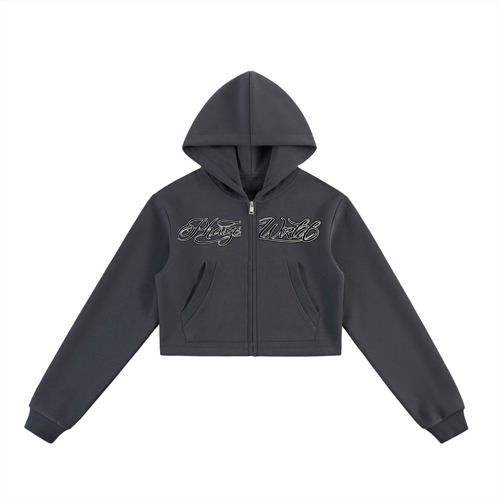 Phaze Wrld Scripted Zip Hoodie - Gray