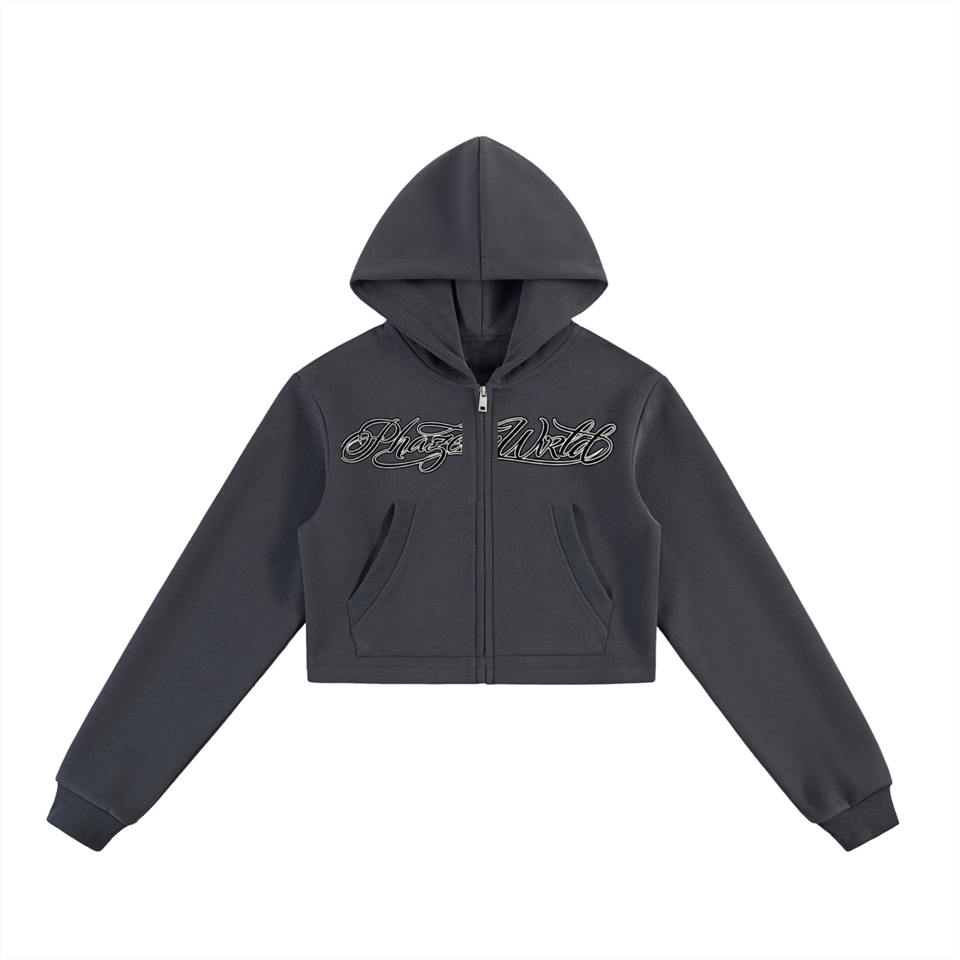 Phaze Wrld Scripted Zip Hoodie - Gray