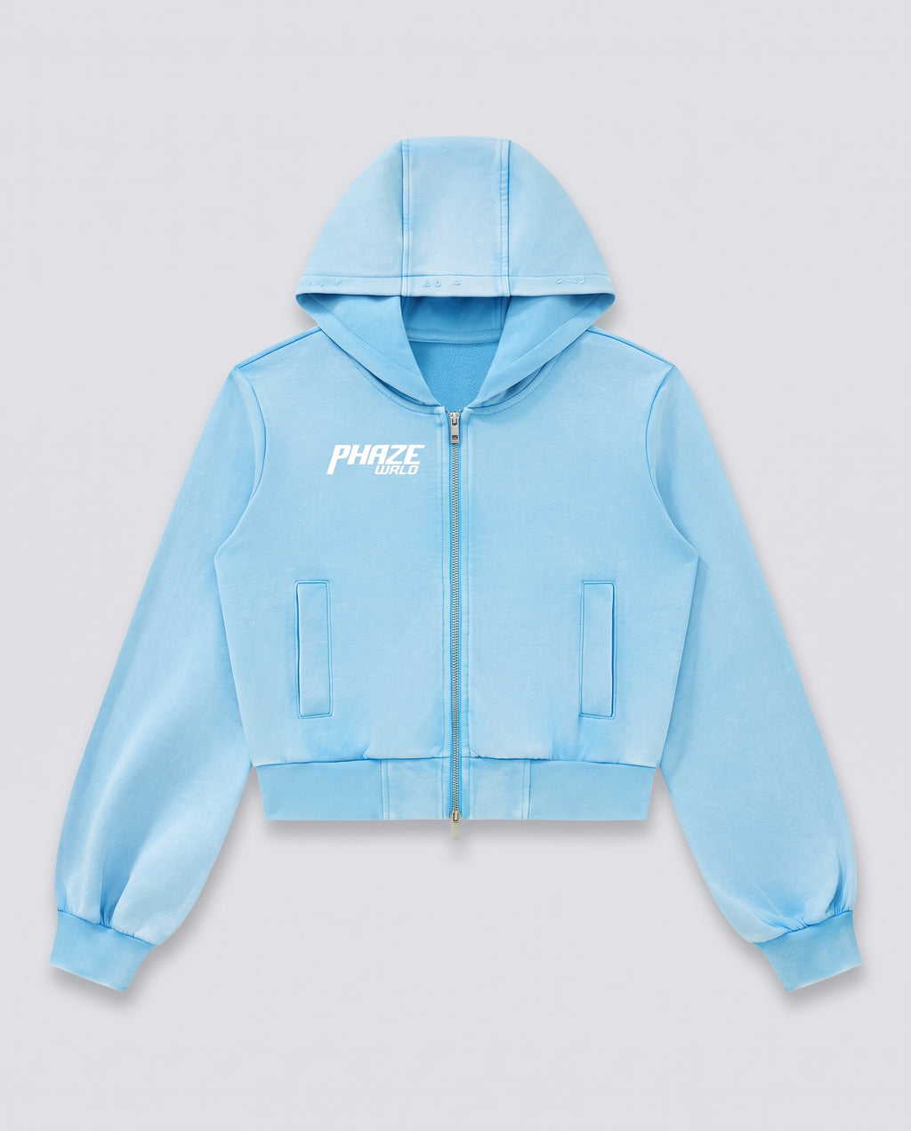 Vintage Wash Sky Blue Full Zip Hoodie