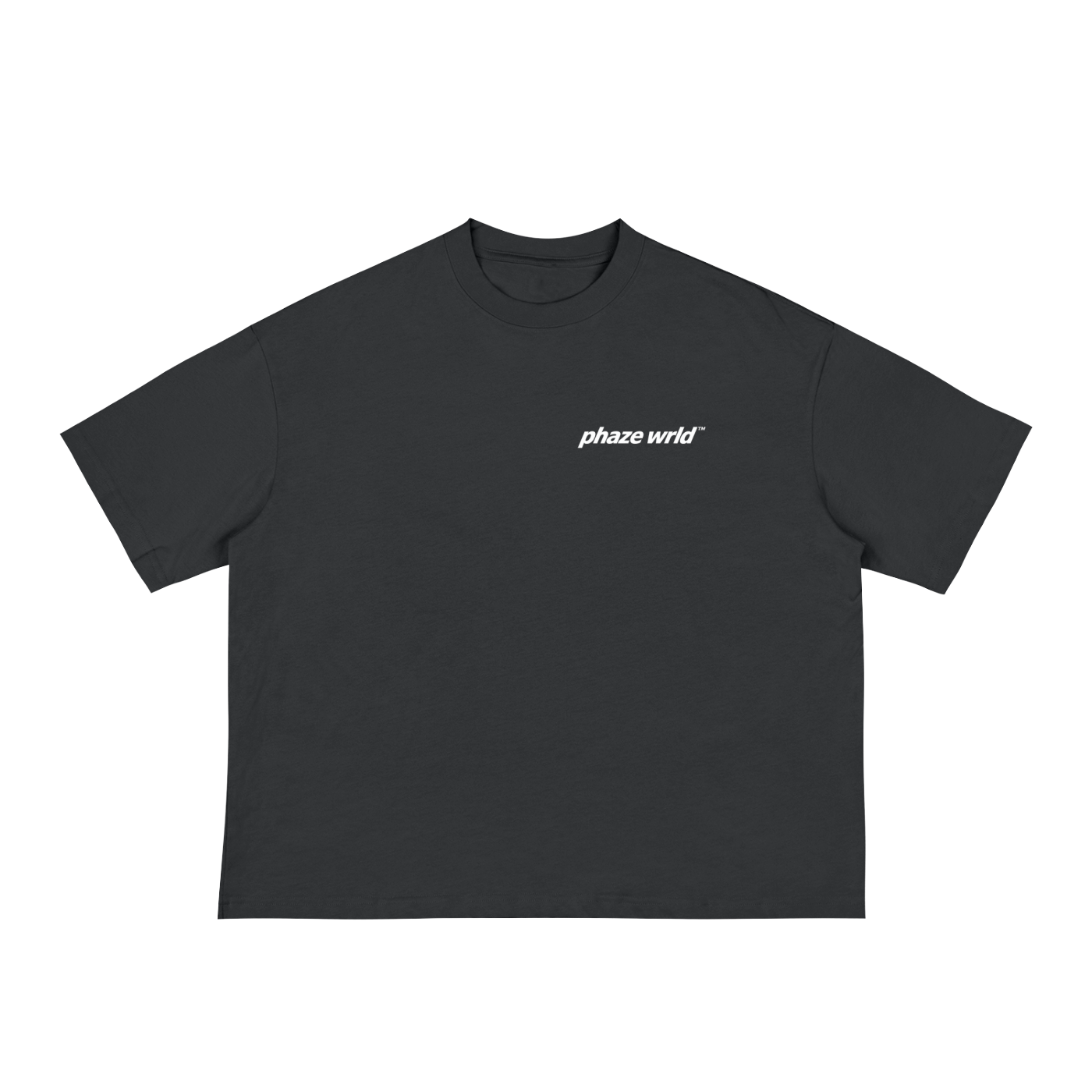 Phaze Wrld Tsunami Script Boxy Tee – Black