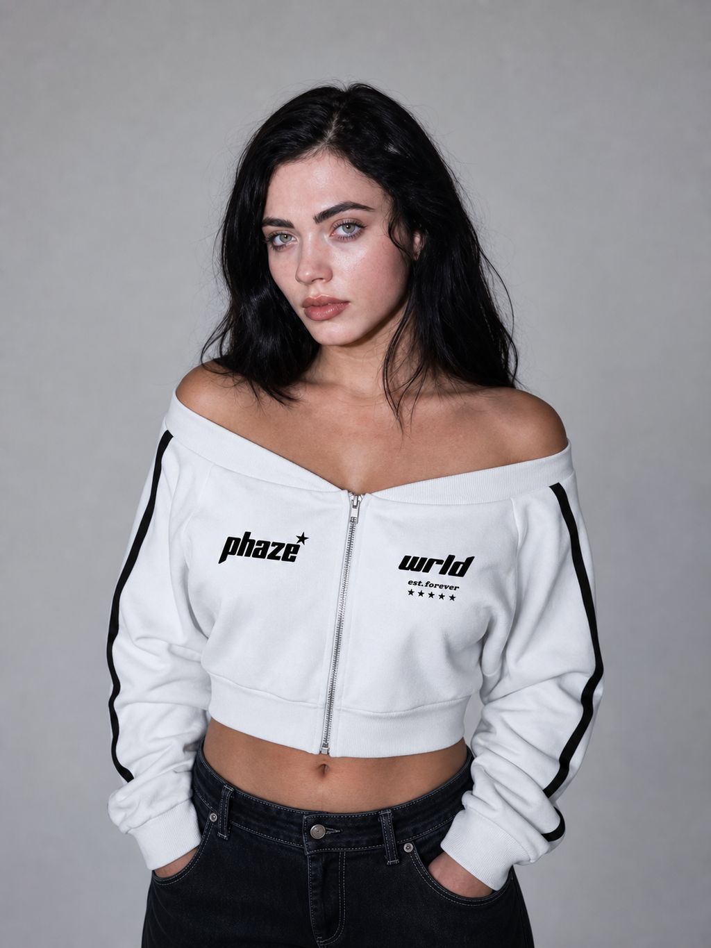 Forever White Full Zip Hoodie