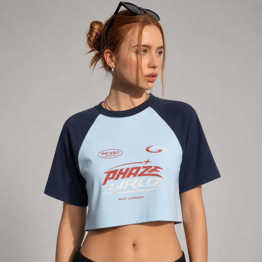 Built Different Blue Crop T-Shirt