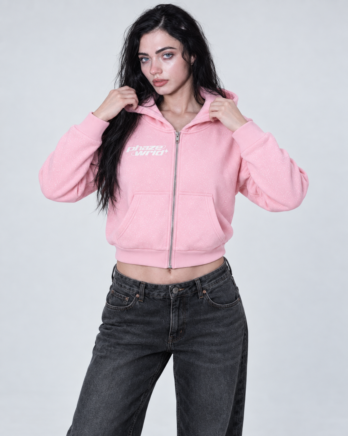 Sparkles Fleece Full Zip Hoodie - Pink