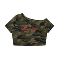 Warpaint Military Camo Off-Shoulder Crop T-Shirt