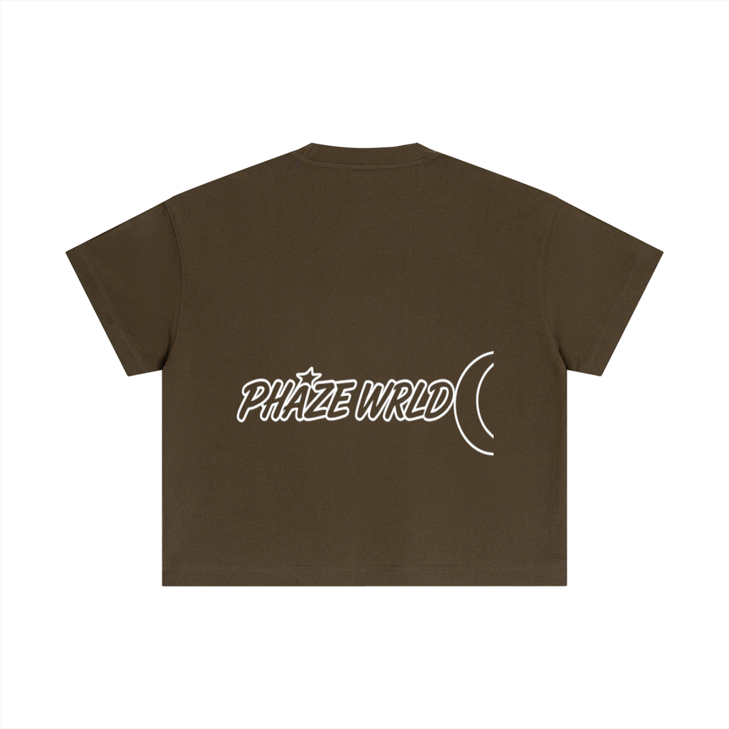 Phaze Wrld Lunar Script Boxy Tee – Brown