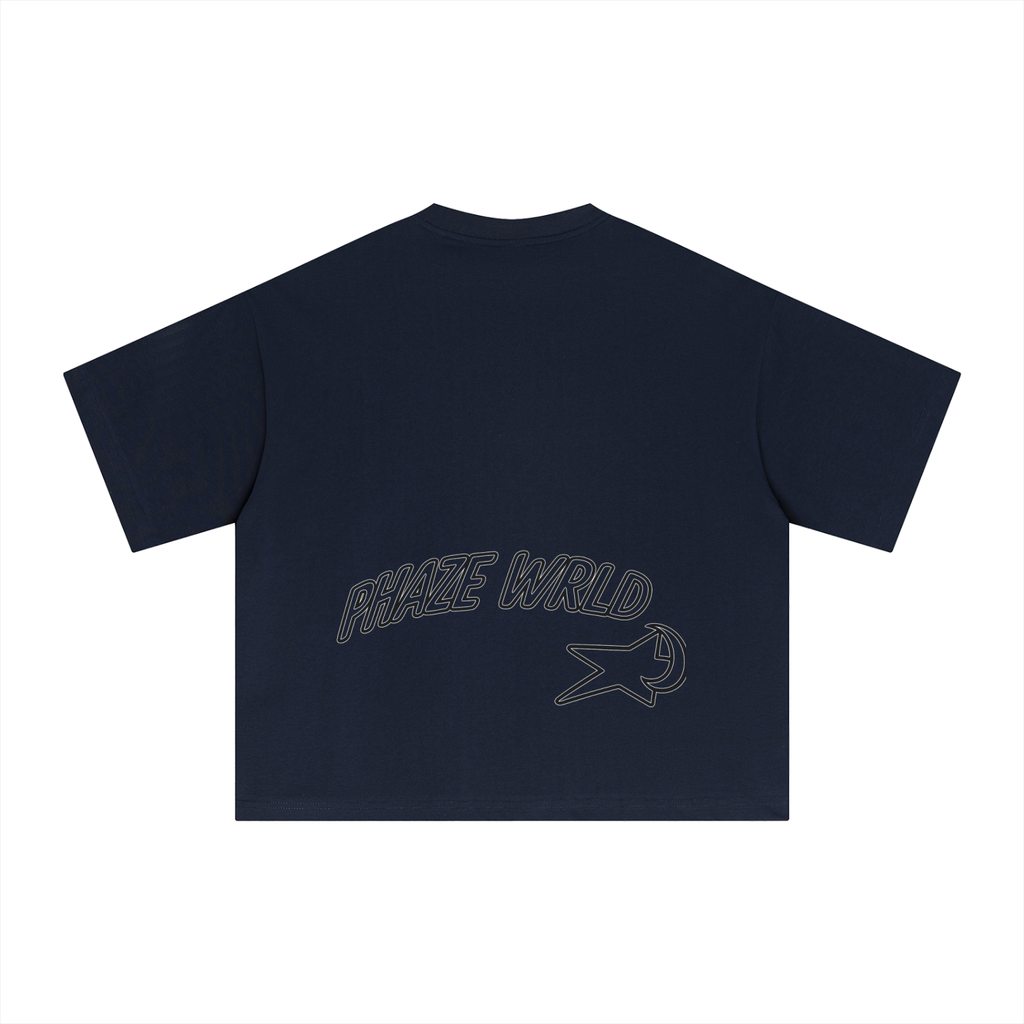 Phaze Wrld Shooting Star Boxy Tee – Navy
