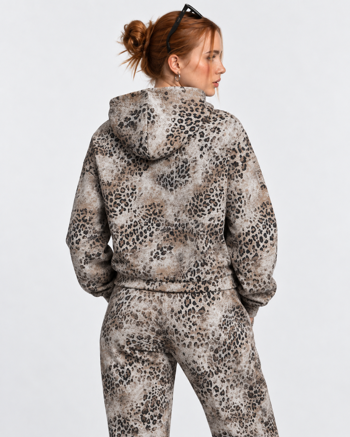 Vintage Apricot Leopard Full Zip Hoodie