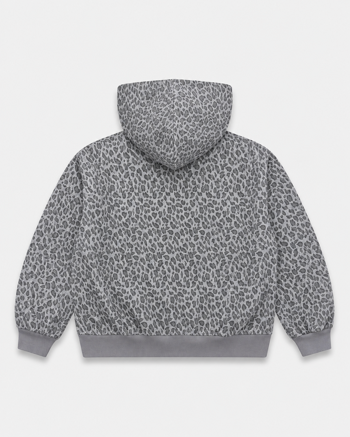 Leopard Light Gray Waffle Full Zip Hoodie
