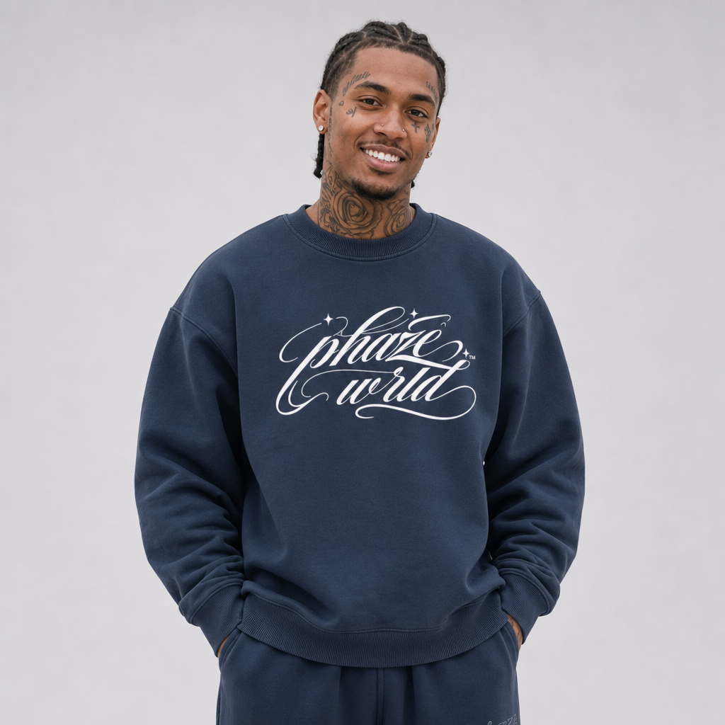 Scripted Navy Vintage Sweatshirt