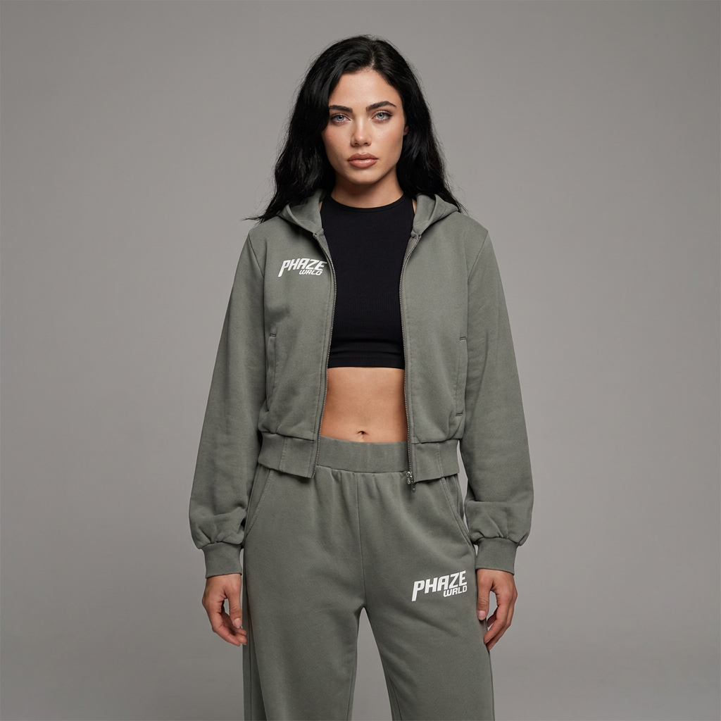 Vintage Wash Dark Gray Full Zip Hoodie