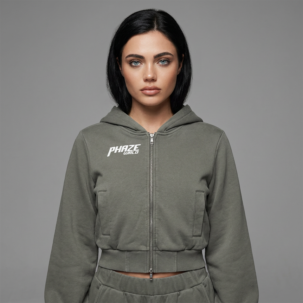 Vintage Wash Dark Gray Full Zip Hoodie