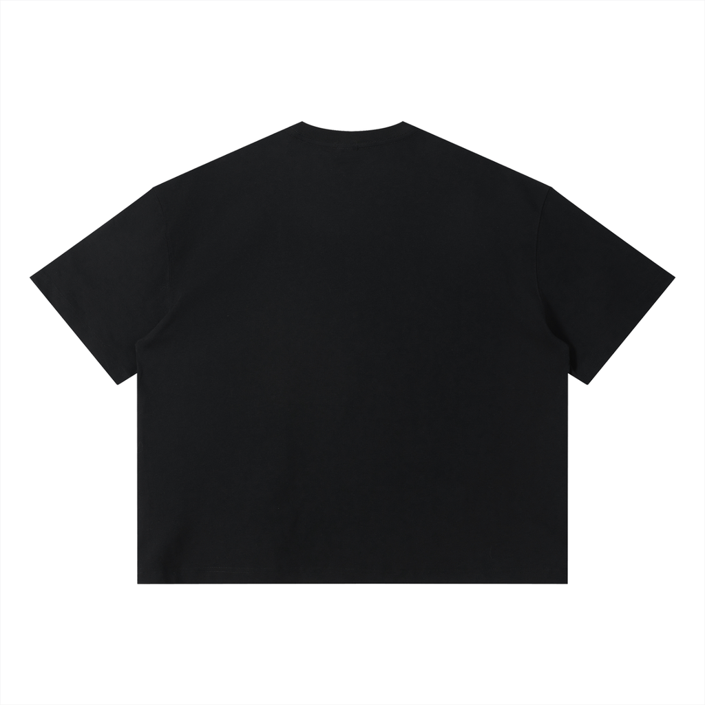 Phaze Wrld Moon Crest Boxy Tee – Black