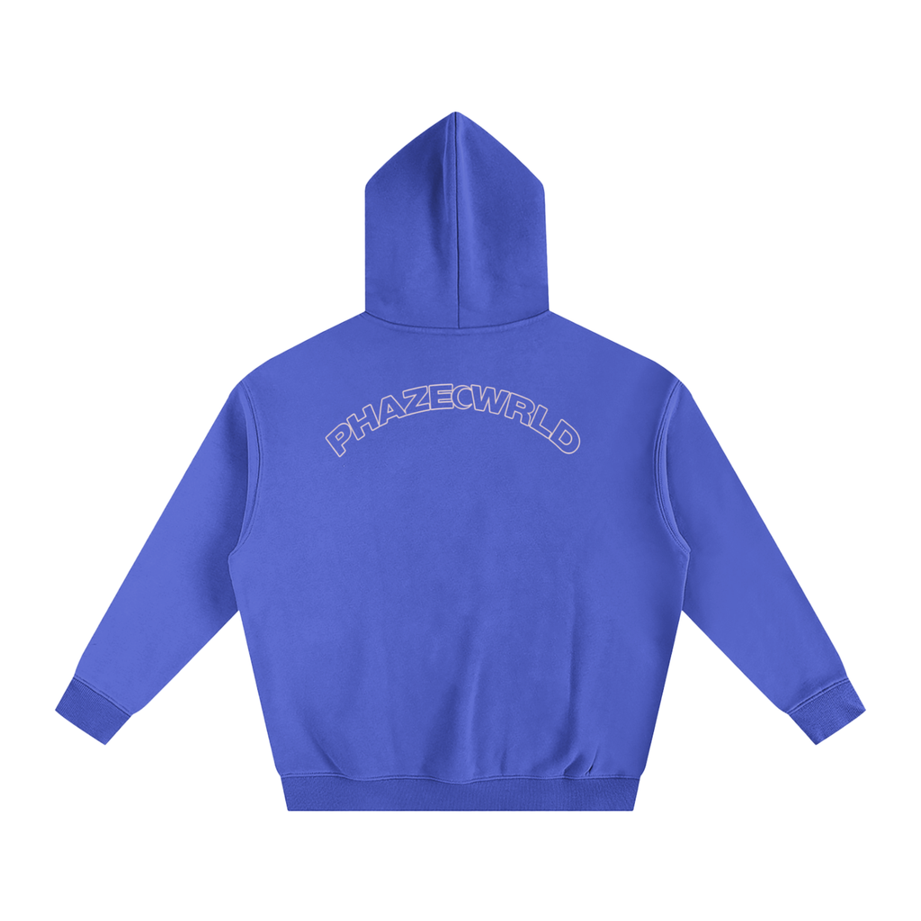 Phaze Wrld Curved Oversize Hoodie Klein Blue