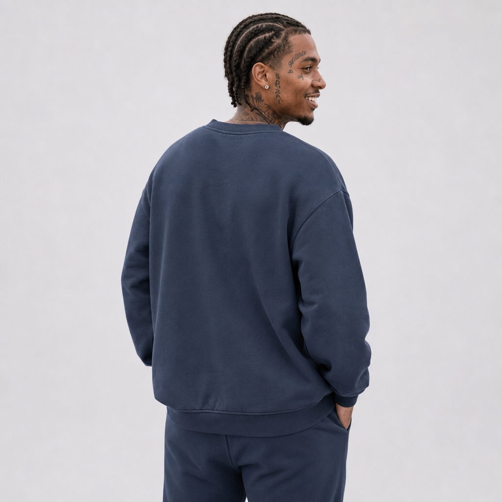 Scripted Navy Vintage Sweatshirt