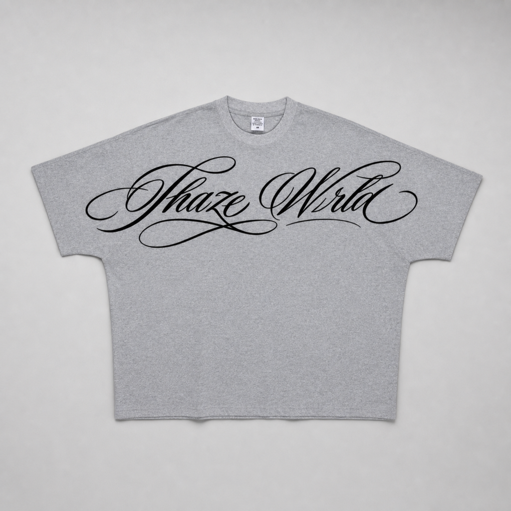 Scripted Gray Batwing Sleeve T-shirt