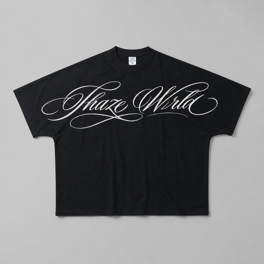 Scripted Black Batwing Sleeve T-shirt