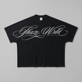 Scripted Black Batwing Sleeve T-shirt
