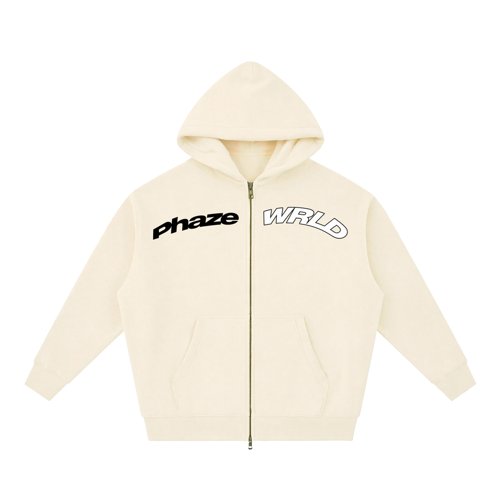 Essential Zip Oversized Hoodie — Cream
