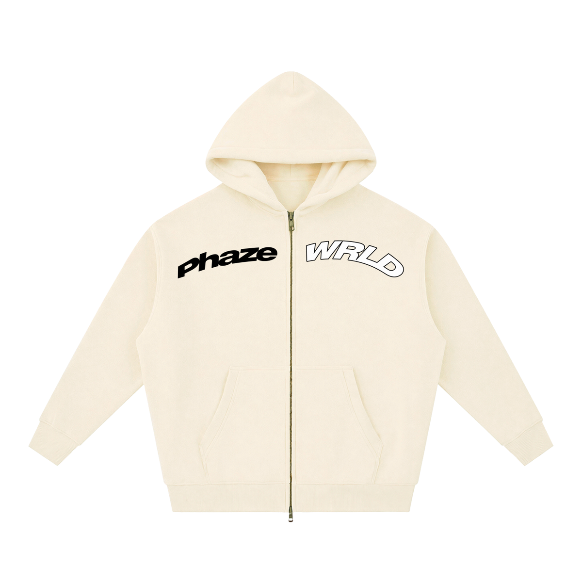 Essential Zip Oversized Hoodie — Cream